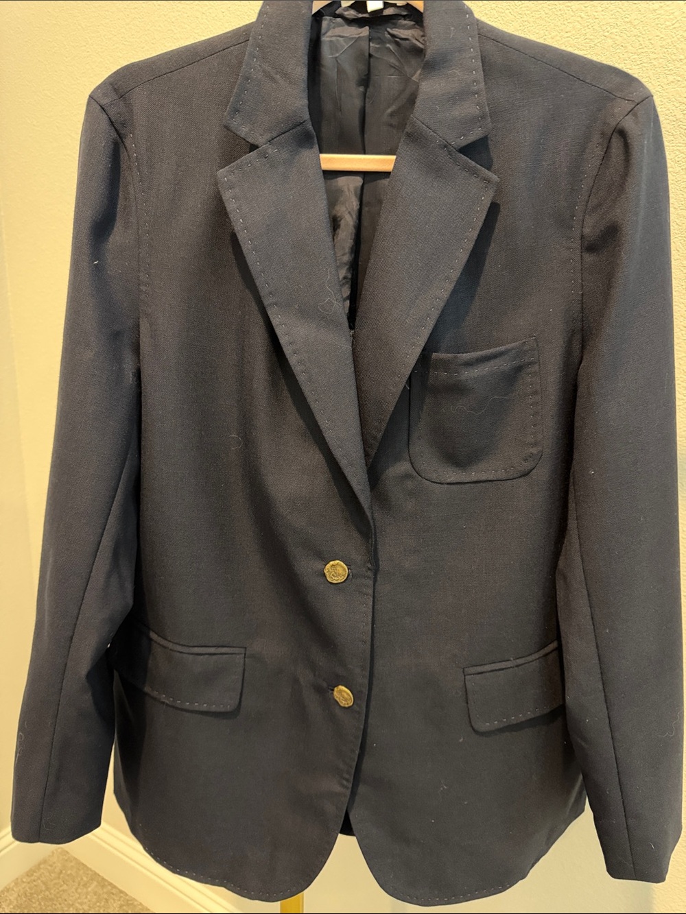Ann Mashburn Ghost Blazer Navy Unstructured Wool Jacket Lightweight Large